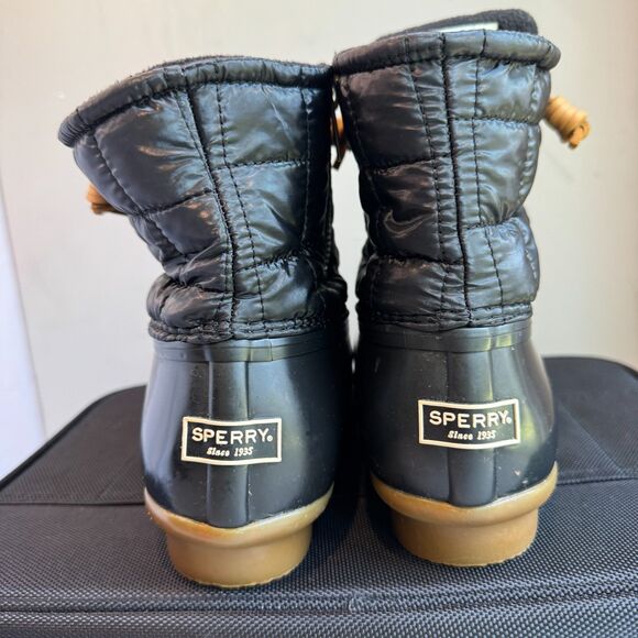 Sperry Saltwater Rain Boots Women’s Size 9 Black Quilted Duck Boot - Picture 5 of 11